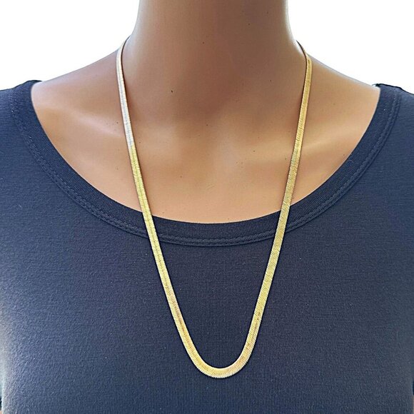 Herringbone Chain Gold Tone Adjustable Length 24 - 26 Inch - Picture 4 of 4